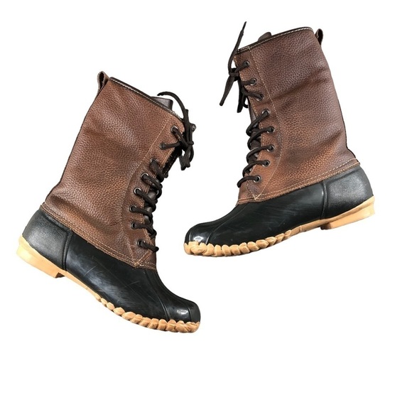 Sporto Womens Brown Leather Mid Calf Lace Up Fleece Lined Duck Boots Gorpcore - Picture 1 of 12